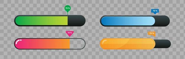 Loading status collection. Set of loading bar isolated on transparent background. vector