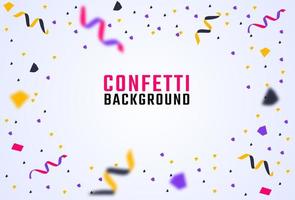 Celebration background template with colorful confetti and ribbons.