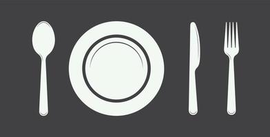 Set of fork, knife, spoon in flat style. Logotype menu. Silhouette of cutlery. vector