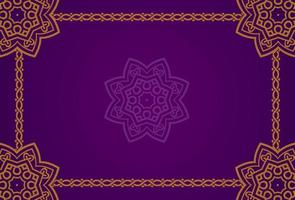 Fondo púrpura islámico con elementos dorados de mandala. cartel colorido de ramadan kareem vector