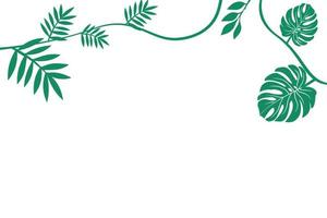 Flat tropical leaves background. Simple green plants silhouettes background. vector