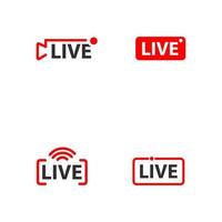 Set of live streaming icons and video broadcasting vector