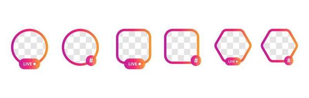 Live stream social media post template. Live streaming avatar frame template. vector