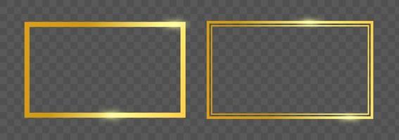 Realistic golden frame set on transparent background. luxury frame template. vector