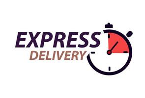 Delivery service icon concept. Delivery with stop watch icon. Express delivery stickers. vector