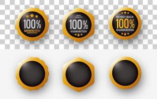 100 percent guarantee label collection. Luxury gold best quality label collection. vector