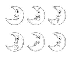 Expression Half Moon Sky Night vector