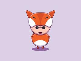 Print vector cute fox animal costume cartoon icon illustration