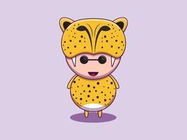 Print Vector cute cheetah animal costume cartoon icon illustration