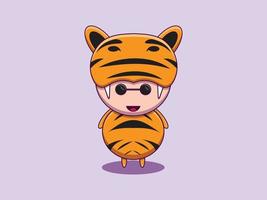 Print Vector cute tiger animal costume cartoon icon illustration