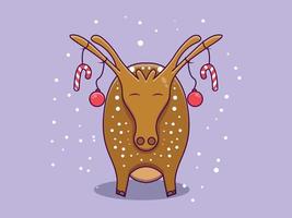 Print Vector christmas deer cartoon icon illustration