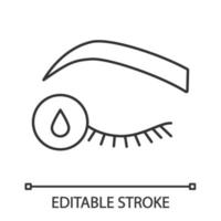 Primer for eyelash extension linear icon. Thin line illustration. Degreaser. Oil free eye makeup remover. Eyelash extension aftercare. Contour symbol. Vector isolated outline drawing. Editable stroke