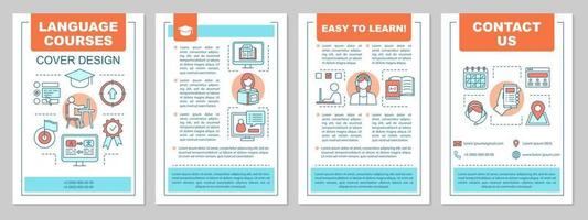 Foreign language learning classes brochure template layout. Flyer, booklet, leaflet print design. Language school. Speaking club. Vector page layout for magazines, annual reports, advertising posters