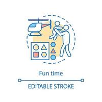 Fun activities for children concept icon. Fatherhood, parenting, quality time with kid idea thin line illustration. Playtime with father, leisure time. Vector isolated outline drawing. Editable stroke