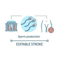 Sperm production concept icon. Men's health idea thin line illustration. Fertility. Male reproductive function. Vector isolated outline drawing. Editable stroke