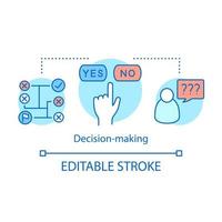 Decision making concept icon. Determination. Strategic thinking idea thin line illustration. Difficult choice. Foresight. Vector isolated outline drawing. Editable stroke