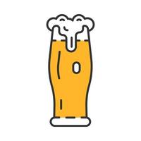 Glass of ale color icon. Beer pint. Bar, pub symbol. Isolated vector illustration