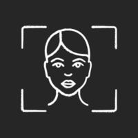 Facial recognition system chalk icon. Face ID scanning software. Human head. Biometric identity verification. Isolated vector chalkboard illustration