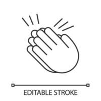 Clapping hands emoji linear icon. Thin line illustration. Applause gesture. Congratulation. Contour symbol. Vector isolated outline drawing. Editable stroke