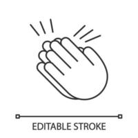 Clapping hands emoji linear icon. Thin line illustration. Applause gesture. Congratulation. Contour symbol. Vector isolated outline drawing. Editable stroke