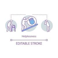 Helplessness concept icon. Despair feeling idea thin line illustration. Sadness emotion. Disability. Health problem. Heavy burden. Unsolvable trouble. Vector isolated outline drawing. Editable stroke