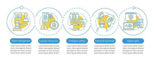 Digital rights protection vector infographic template. Business presentation design elements. Data visualization with five steps and options. Process timeline chart. Workflow layout with linear icons