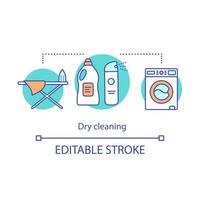 Dry cleaning concept icon. Cleaning method idea thin line illustration. Laundry service. Ironing. Washer. Washing house. Using chemical solvent with water. Vector isolated drawing. Editable stroke