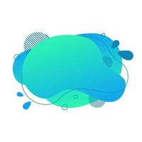 Abstract fluid design element. Minimalistic background for text. Wavy bubble banner, poster clipart with lines, dots. Gradient liquid blue flat shape. Geometric color illustration. Isolated vector