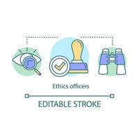 Ethics officers concept icon. Corporate policy investigation idea thin line illustration. Business ethics expert. Conflicts, issues resolution manager. Vector isolated outline drawing. Editable stroke