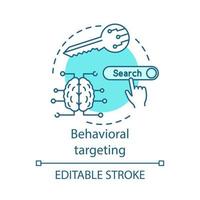 Behavioral targeting turquoise concept icon. User behavior idea thin line illustration. Behavioral analytics for marketing vector isolated outline drawing. Customer prediction. Editable stroke