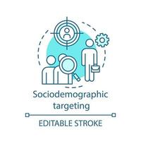 Sociodemographic targeting turquoise concept icon. User behavior idea thin line illustration. Behavioral analytics for marketing vector isolated outline drawing. Customer prediction. Editable stroke