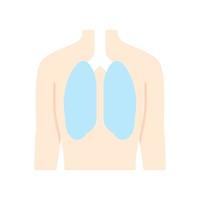 pulmones sanos diseño plano icono de color de sombra larga. órgano en buen estado de salud. funcionamiento del sistema pulmonar. parte interna del cuerpo en buena forma. salud respiratoria saludable. ilustración de silueta de vector