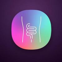 Healthy intestine app icon. Human organ in good health. Functioning digestive system. Wholesome gastrointestinal tract. UI UX user interface. Web or mobile application. Vector isolated illustration