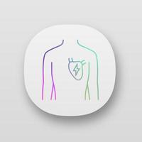 icono de la aplicación de corazón enfermo. órgano humano dolorido. enfermedad de las personas. sistema cardiovascular insalubre. salud física. interfaz de usuario ui ux. aplicaciones web o móviles. ilustraciones vectoriales aisladas vector