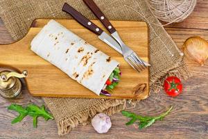 Shawarma Lavash with Chicken and Vegetables photo