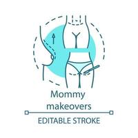 Mommy makeovers concept icon. Body contouring procedure idea thin line illustration. Childbearing. Plastic surgery techniques. Vector isolated outline drawing. Editable stroke