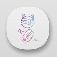 Voice bot app icon. Voice recognition. Voicebot. Verbal computing service. Software program. Artificial intelligence. UI UX user interface. Web or mobile applications. Vector isolated illustrations