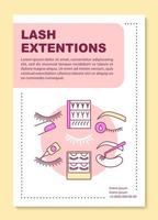 Lash extension poster template layout. False eyelashes packs and glue. Banner, booklet, leaflet print design with linear icons. Vector brochure page layout for magazines, advertising flyers