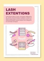 Lash extension poster template layout. False eyelashes packs and glue. Banner, booklet, leaflet print design with linear icons. Vector brochure page layout for magazines, advertising flyers