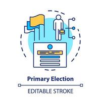 Elections concept icon. Primary election, ballot idea thin line illustration. Choosing new representers of government, ministers, party members. Vector isolated outline drawing. Editable stroke