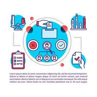 Elections article page vector template. Vote counting. Public choice. Brochure, magazine, booklet design element with linear icons and text boxes. Print design. Concept illustrations with text space