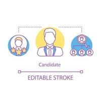 Elections concept icon. President, politician candidate idea thin line illustration. Candidate sourcing. Professionals search. Headhunting, employment. Vector isolated outline drawing. Editable stroke