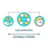 Lean production concept icon. Manufacturing method idea thin line illustration. Waste minimization and elimination. Production process. Vector isolated outline drawing. Editable stroke