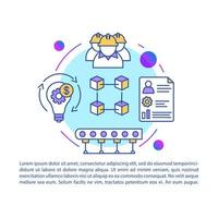 Industrial engineering article page vector template. Production process. Brochure, booklet design element with linear icons and text boxes. Print design. Concept illustrations with text space