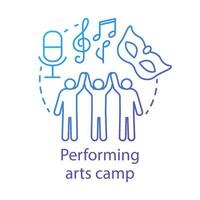 Performing arts camp concept icon. Artistic, creative personalities community, club idea thin line illustration. Theatre, movie acting amateurs. Vector isolated outline drawing. Editable stroke