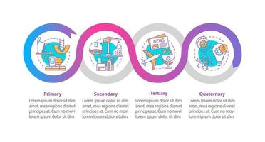 Plantilla de infografía de vector de proceso de fabricación. elementos de diseño de presentación de negocios. visualización de datos con cuatro pasos y opciones. gráfico de la línea de tiempo del proceso. diseño de flujo de trabajo con iconos lineales