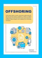 Offshoring brochure template layout. Business department relocation. Flyer, leaflet print design with linear illustrations. Vector page layouts for magazines, annual reports, advertising posters