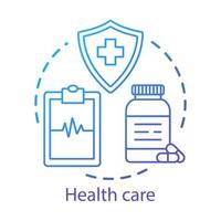 Health care concept icon. Healthcare, medicine. Therapeutic services. Medical insurance, examination, treatment idea thin line illustration. Vector isolated outline drawing. Editable stroke