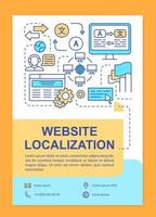 Website localization brochure template layout. Webpage translation. Flyer, booklet, leaflet print design with linear illustrations. Vector page layouts for magazines, reports, advertising posters