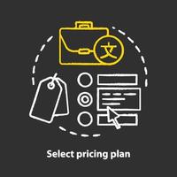 Select pricing plan chalk concept icon. Choose price range idea. Online trading and shopping. Search options. Budget planning. Required payment. Vector isolated chalkboard illustration